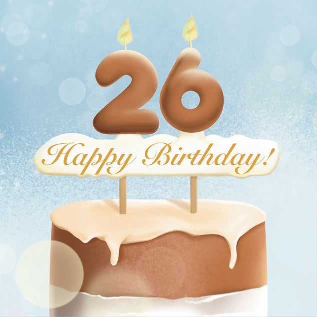 26th Happy Birthday Cake Card
