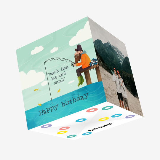 Happy Birthday Peaceful Fishing Confetti-exploding Greetings Card
