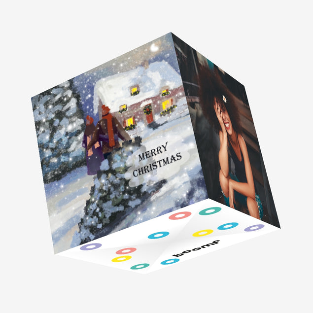 Merry Christmas Happy Couple Getting Ready For Christmas Confetti-exploding Greetings Card