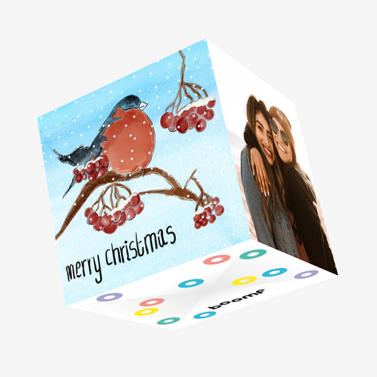 Watercolour Bird Merry Christmas Confetti-exploding Greetings Card