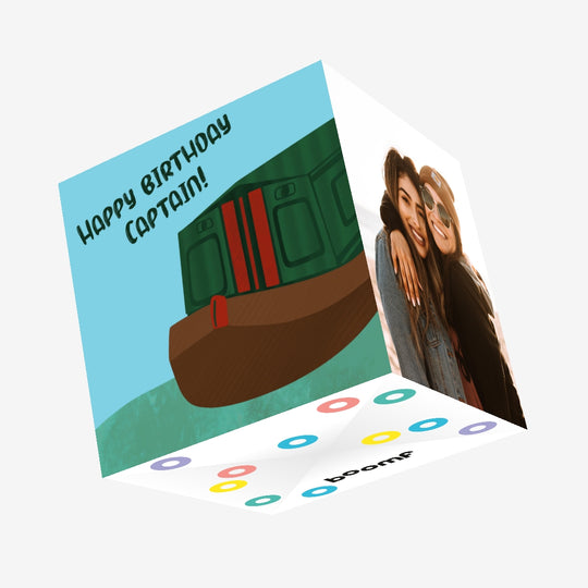 Happy Birthday Captain Barge Boat Confetti-exploding Greetings Card
