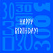 Happy 30th Birthday Blue Background
