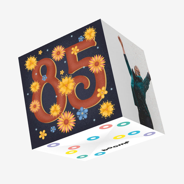 Night Flowers Happy 85th Birthday Confetti-exploding Greetings Card