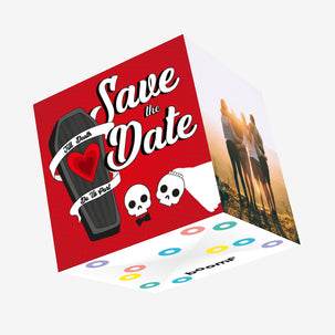 Halloween Wedding Save The Date Skulls Confetti-exploding Greetings Card