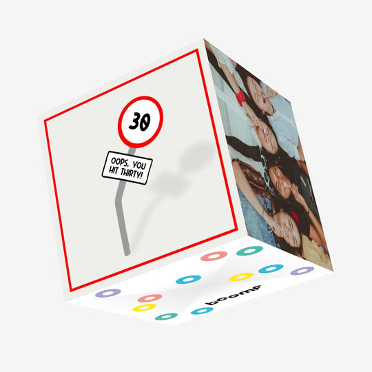 Oops You Hit Thirty Road Sign 30th Birthday Confetti-exploding Greetings Card