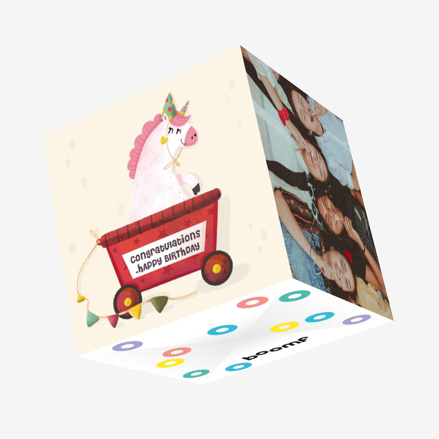 Congratulations Happy Birthday Unicorn Confetti-exploding Greetings Card