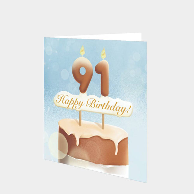 91st Happy Birthday Cake Card