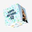 Happy 50th Birthday Colourful Dots Blue Confetti-exploding Greetings Card