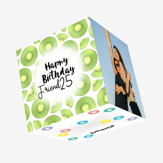 Fresh Kiwi Happy 25th Birthday Friend Confetti-exploding Greetings Card