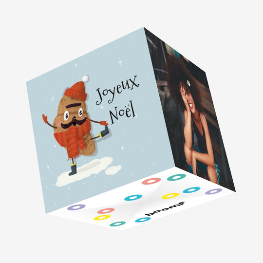 Cute Croissant French Christmas Confetti-exploding Greetings Card