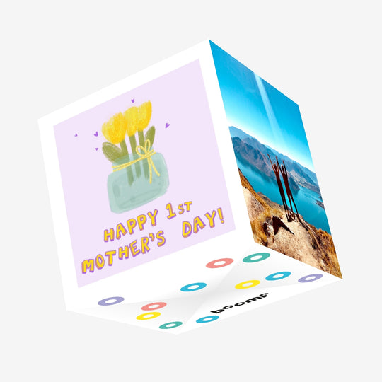 Cute Tulips Happy First Mother's Day Confetti-exploding Greetings Card