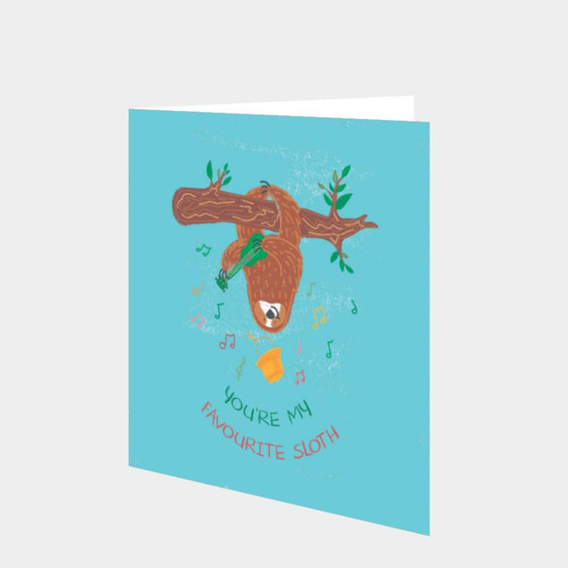 You're My Favourite Sloth Blue Card