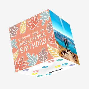 Happy Birthday Autumnal Leaf Pun Confetti-exploding Greetings Card