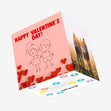 Happy Valentine's Day Cute Couple And Hearts Confetti-exploding Greetings Card