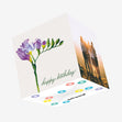 Purple Painted In Watercolor Flower Happy Birthday Confetti-exploding Greetings Card