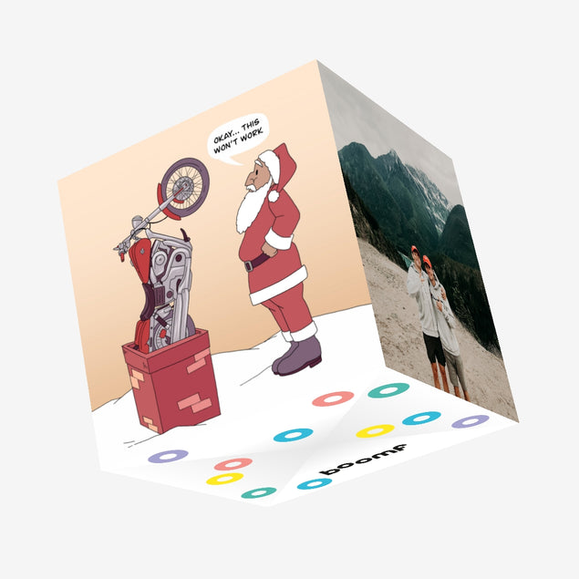 Santa And His Harley Davidson Christmas Confetti-exploding Greetings Card