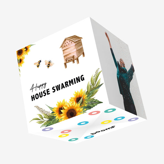 Happy House Swarming New Home Confetti-exploding Greetings Card