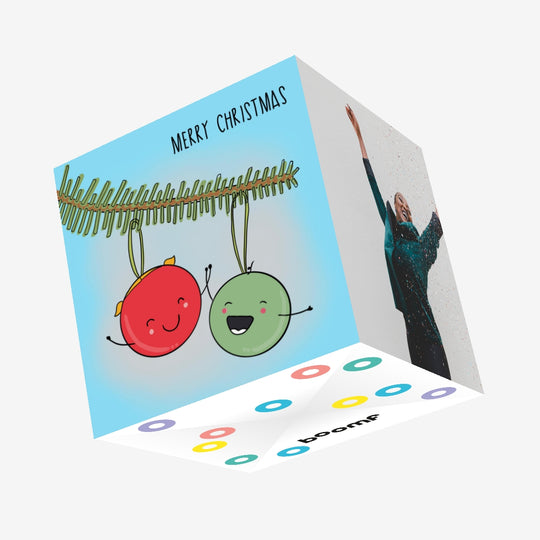 Laughing Baubles Christmas Confetti-exploding Greetings Card