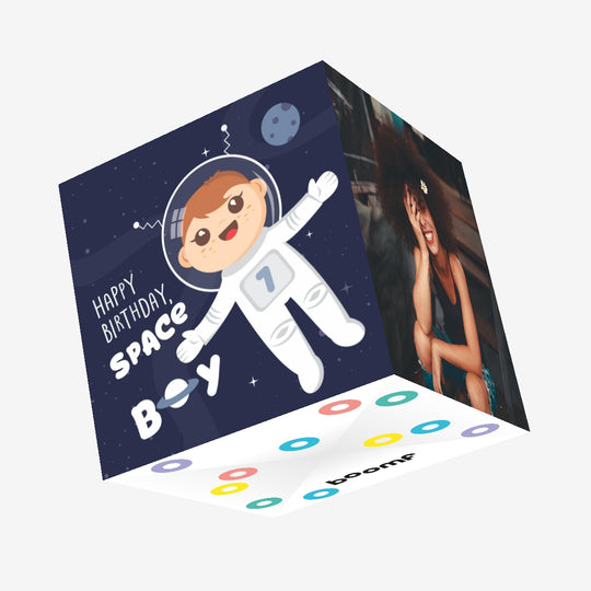 Happy 7th Birthday Space Boy Confetti-exploding Greetings Card