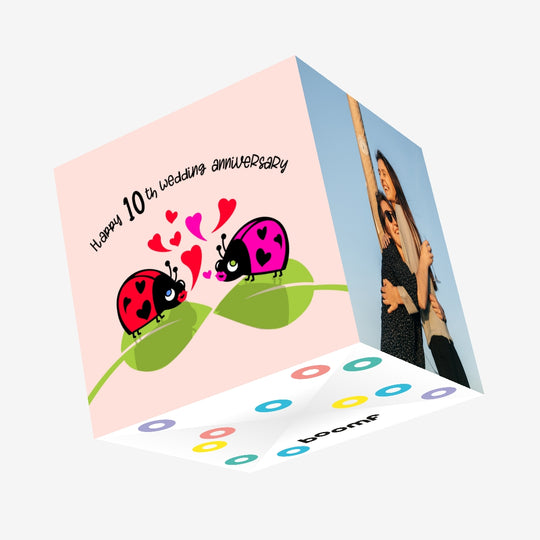 Happy 10th Wedding Anniversary Lovebugs Confetti-exploding Greetings Card