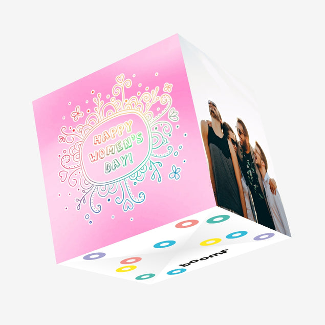 Happy Women?s Day Pink Confetti-exploding Greetings Card