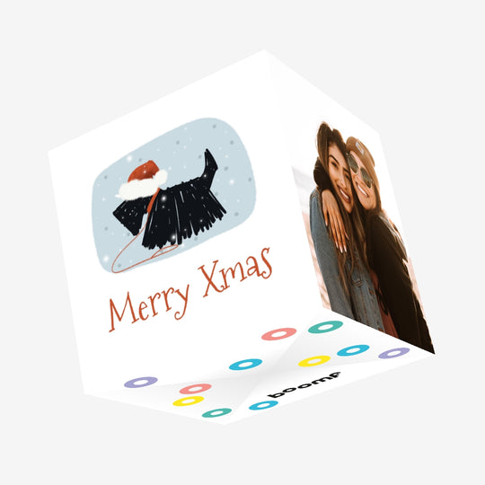 Merry Christmas Cute Scottie Dod Confetti-exploding Greetings Card