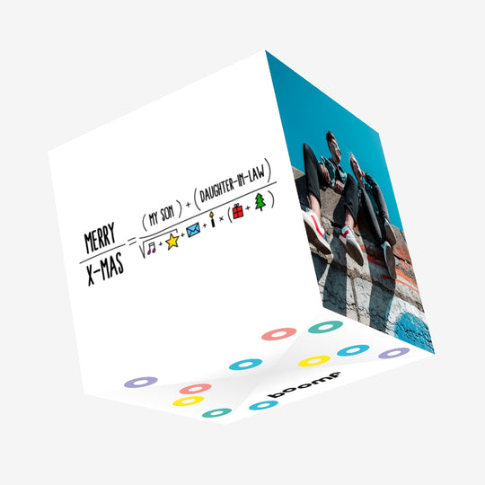 Merry Christmas Son And Daughter-in-law Equation Confetti-exploding Greetings Card