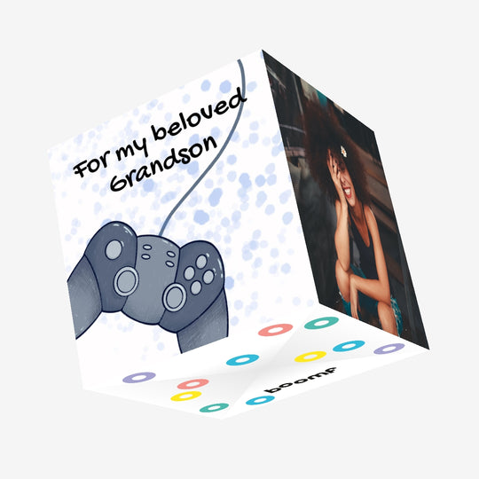For My Beloved Grandson PS Controller Confetti-exploding Greetings Card