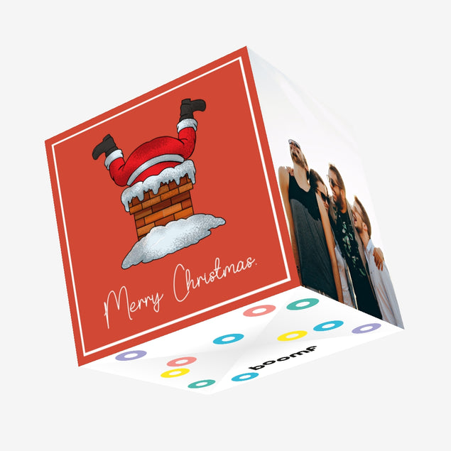 Merry Christmas Santa Stuck In A Chimney Confetti-exploding Greetings Card