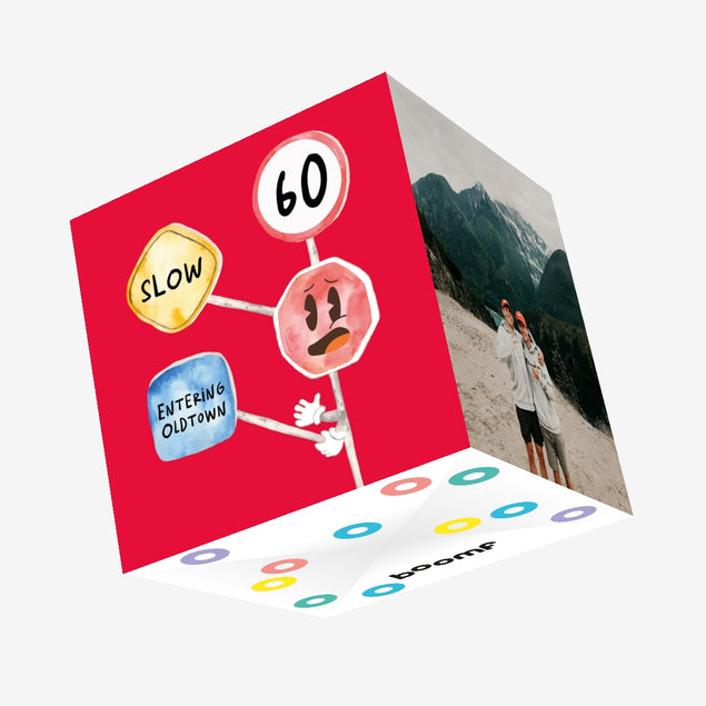 Warning Road Sign 60th Birthday Confetti-exploding Greetings Card