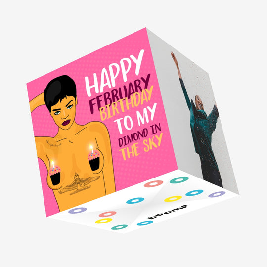 Happy February Birthday Rihanna Confetti-exploding Greetings Card