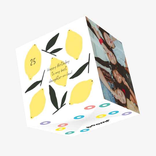 Simply Lemons Happy 25th Birthday Daughter-in-law Confetti-exploding Greetings Card