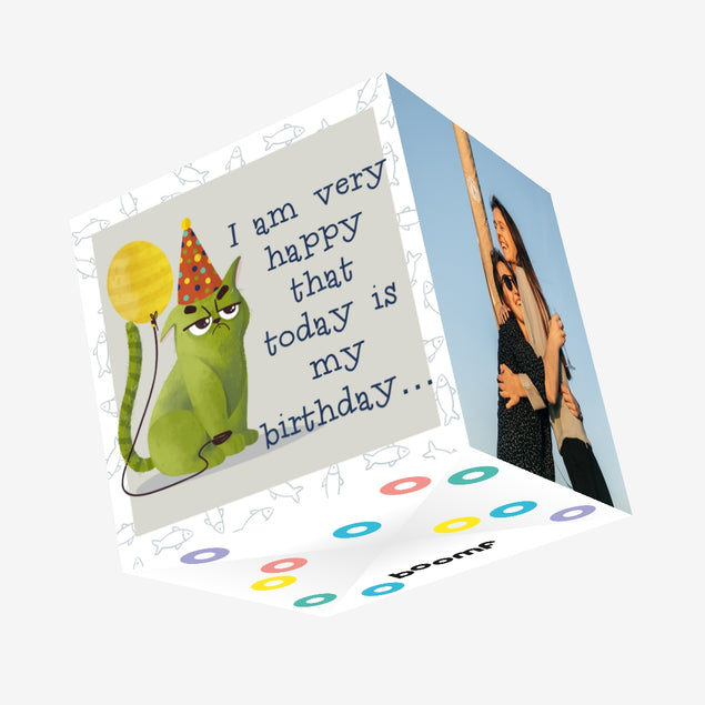 Happy Birthday Cat Very Happy Confetti-exploding Greetings Card