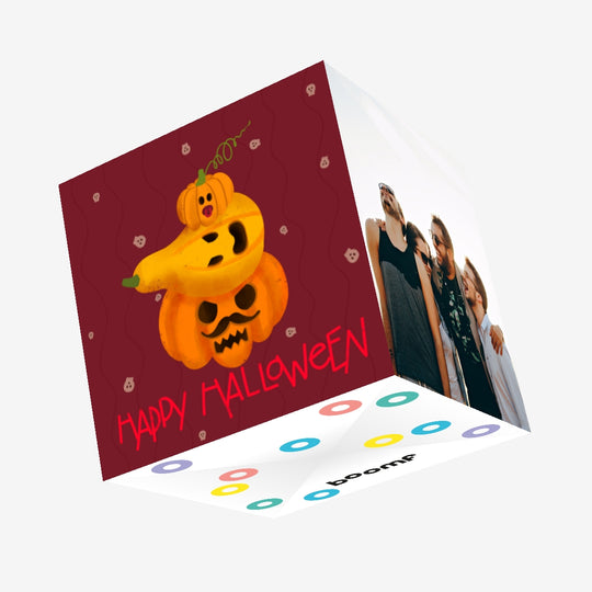 Three Spooky Pumpkins Happy Halloween Confetti-exploding Greetings Card
