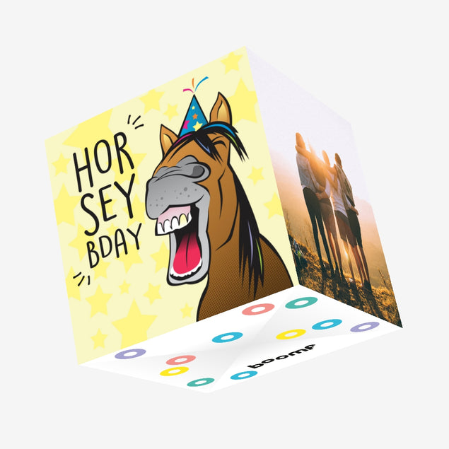Funny Horsey Birthday Confetti-exploding Greetings Card