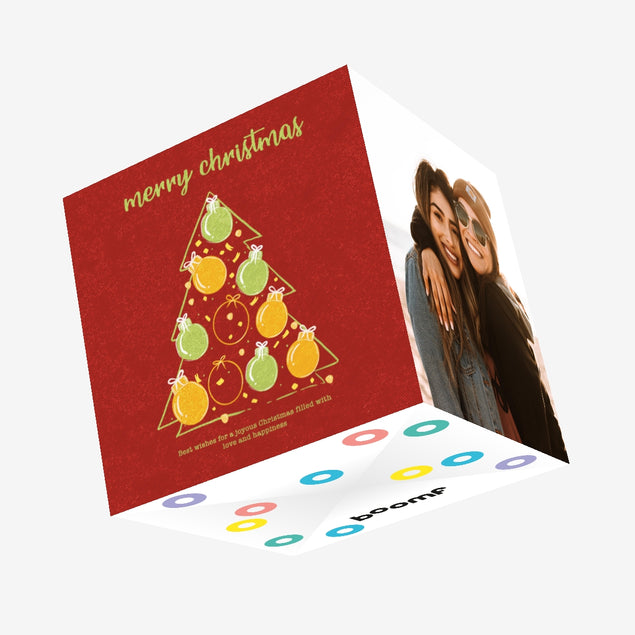 Merry Christmas Small Christmas Tree With Colourful Baubles Confetti-exploding Greetings Card