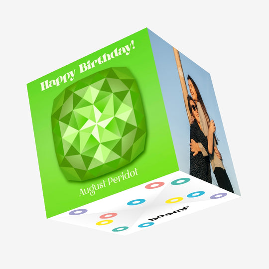 Happy August Birthday Gem Confetti-exploding Greetings Card