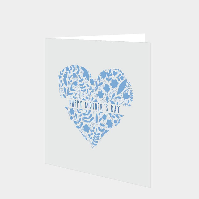 Happy Mother's Day Blue Heart Card