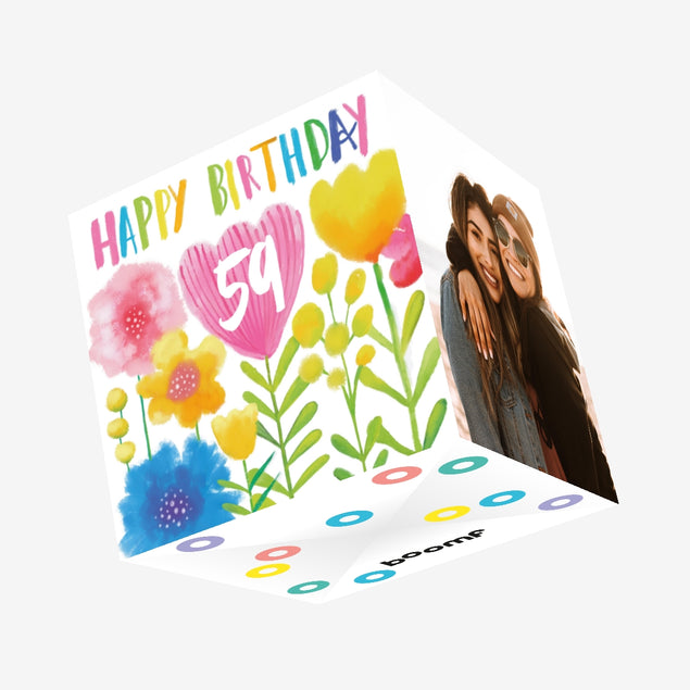 Delicate Flowers Happy 59th Birthday Confetti-exploding Greetings Card