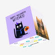Black Cat Witches Halloween Confetti-exploding Greetings Card