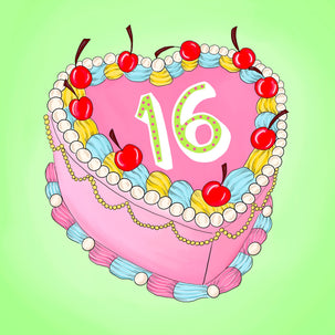 16 Birthday Cake Card