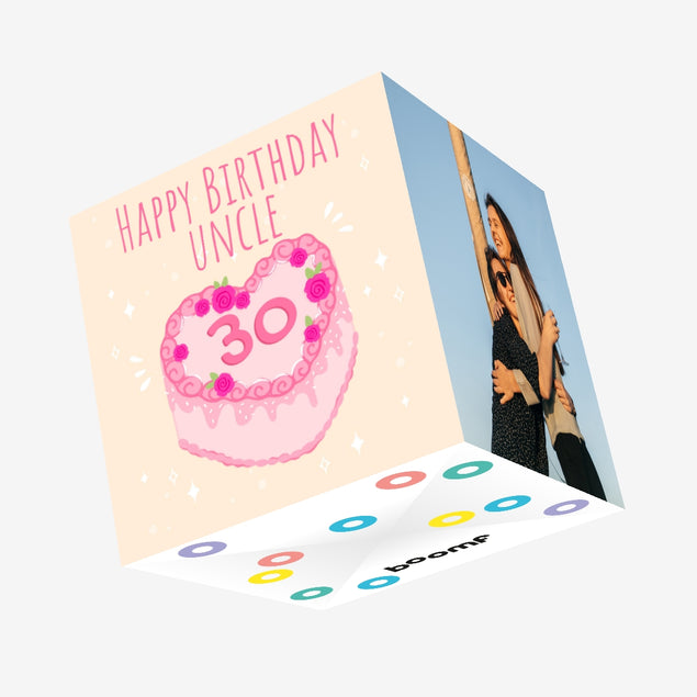 Heart Cake Uncle 30th Birthday Confetti-exploding Greetings Card