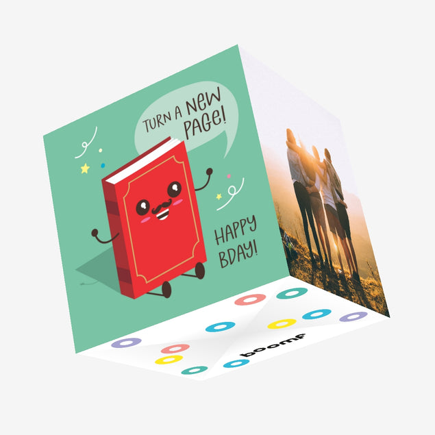 Red Book Happy Birthday Confetti-exploding Greetings Card