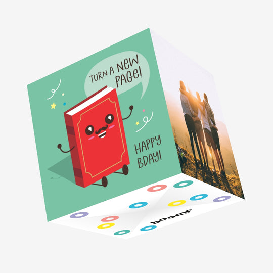 Red Book Happy Birthday Confetti-exploding Greetings Card