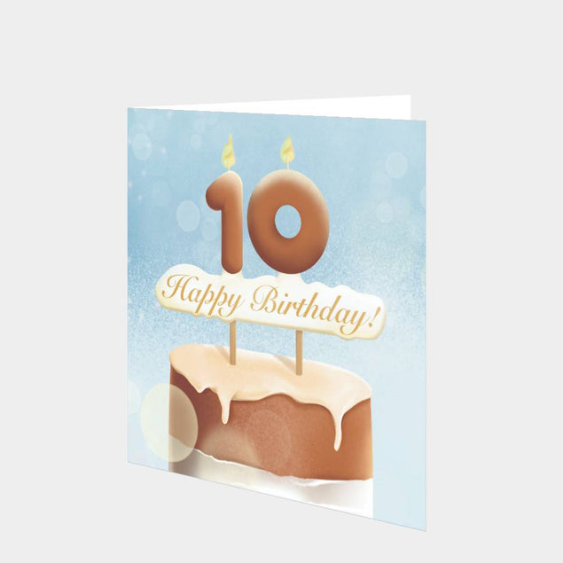 10th Happy Birthday Cake Card