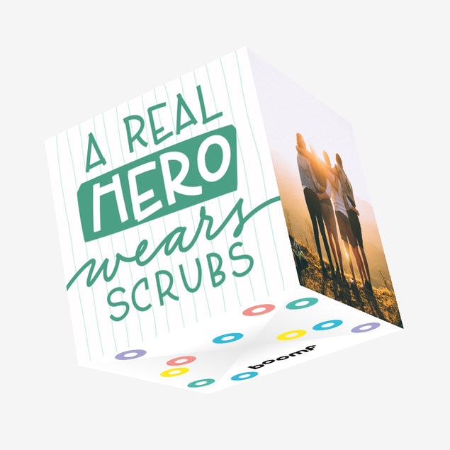 A Real Hero Wears Scrubs Confetti-exploding Greetings Card