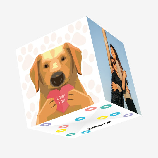 Love You! Golden Retriever Confetti-exploding Greetings Card