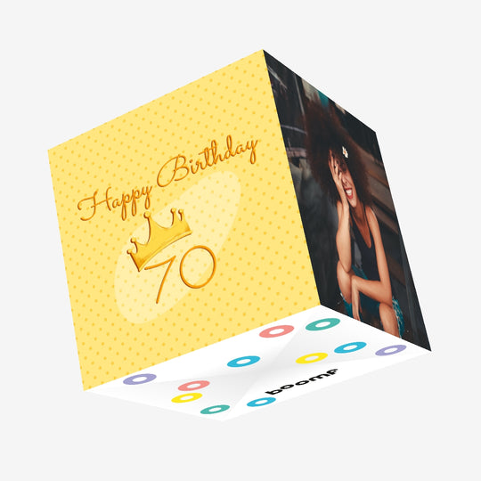 Happy 70th Birthday Crown Confetti-exploding Greetings Card