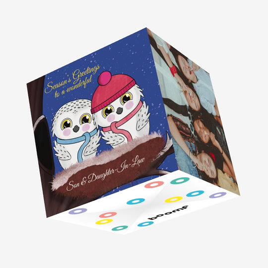 Christmas Owls Son and Daughter-In-Law Confetti-exploding Greetings Card
