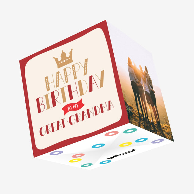 Happy Birthday Great Grandma With Crown Confetti-exploding Greetings Card